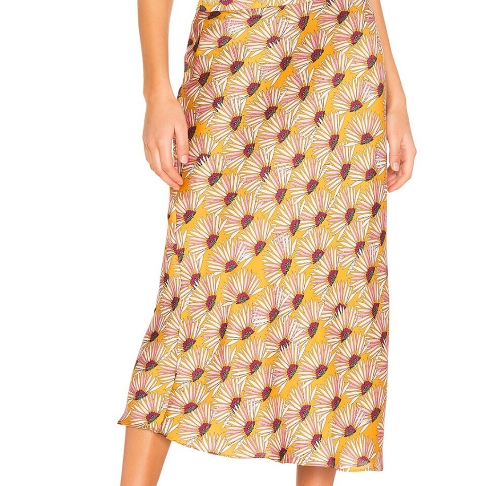 Free People Normani Printed Bias Skirt in Honey